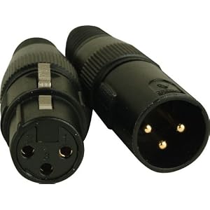 American DJ 3 Pin, 1 Male and 1 Female XLR Connectors w Gold Pins by