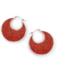 Silver Coral Hoop Earrings Made of Polymer Clay - Millefiori Jewelry for Women - Handmade Gifts