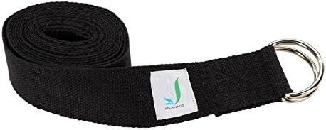 Atlantec Yoga Strap to Aid Flexibility &amp; Strength Made with the Best Cotton Material and Durable D Ring Buckle (black)