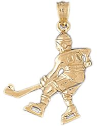 Dazzlers Solid 14k Gold Hockey Player Charm Pendant Available in three colors from jewelsberry (weights: 3.4 grams only)