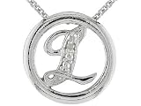 DIAMOND ACCENT INITIAL L STERLING SILVER SLIDE WITH CHAIN