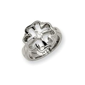 Four Leaf Clover and Cross Ring Size 6: Jewelry