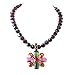 Swarovski Garnet Necklace with Multi-Colored Flower Medallion