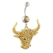 Golden Bull November Birthstone Button Navel Body Jewelry Animal Dangle Belly Ring
