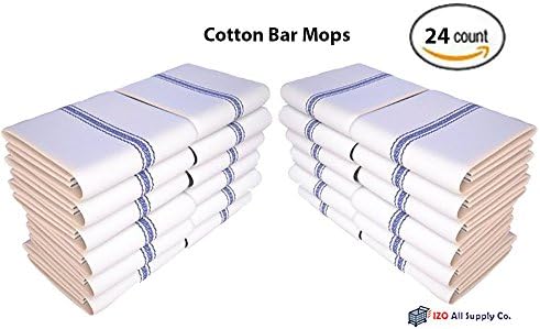 Cotton Kitchen Dish Towels - Includes 24 Towels - Commercial Grade 100% Cotton Towels (26" x 15") - Classic White Tea Towels with Blue Stripes Bar Mop