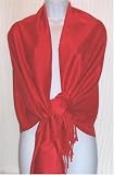 70% Pashmina 30% Silk Paisley Self-Design Shawl / Wrap / Stole - Red