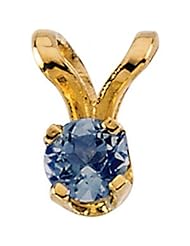 ChildS Blue Sapphire Cz Pendant in 14k Yellow Gold New