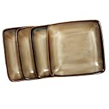 Nova Set of 4 Square Salad Plates- Brown