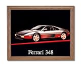 Silver Ferrari Automobile Car Home Decor Wall Picture Oak Framed Art Print