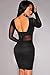 Kearia Womens Sexy Mesh See Through Sheer Block Long Sleeves Clubwear Mini Dress