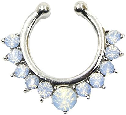 Guzesion Non Piercing Nose Ring Opal Opalite Creative Fake Septum Clicker Nose Ring