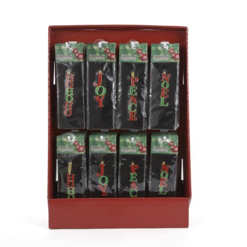 Pack of 96 Festive Hanging Word Christmas Ornaments- Joy, Peace, Noel and HoHoHo
