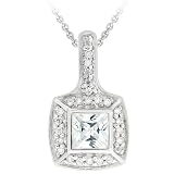 Sterling Silver CZ Square Pendant