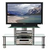 Transdeco International TD843-S - Clear Glass and Stainless Steel TV Stand