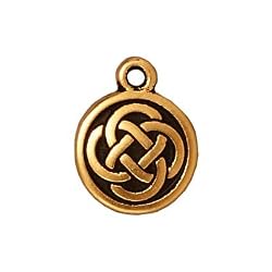 22K Gold Plated Lead-Free Pewter Celtic Knot Round Charm 15mm (1)
