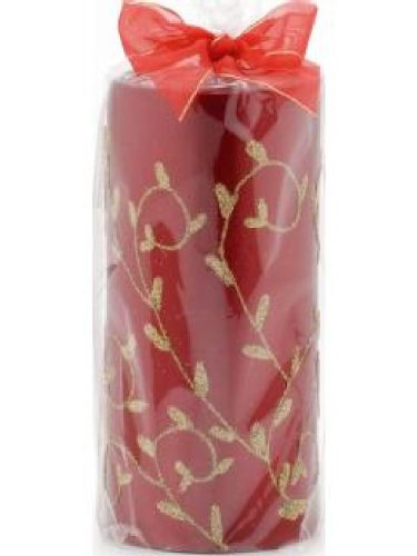 Festive Red Lacquered Pillar Candle, 7 cm x 15 cm