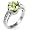 Rhodium Plated Ring with Round Cut Peridot and Round Cut Clear CZ in Silvertone - Size: 5-10, 6