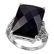 Sterling Silver Marcasite Rings with Black Onyx CZ - Sizes: 6-10