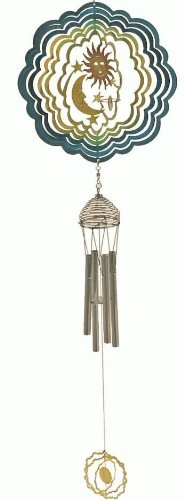 2-in-1 Sun Moon Stars Spinning Celestial Wind Spinner with Windchime and a Small Hanging Ornament Spinner on Bottom 28.5" 2-in-1 Sun Moon Stars Spinning Celestial Wind Spinner with Windchime and a Small Hanging Ornament Spinner on Bottom 28.5"