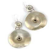 Silky Ripple Nickel Silver Earrings with Black Onyx
