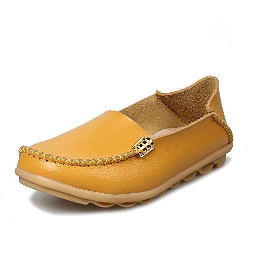 Lucksender womens Leather Driving Shoes Loafers Boat Shoes