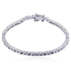 SS Rhodium Plated 3MM CZ 7 Tennis Bracelet by Aesthetic Jewels