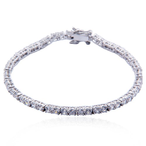 SS Rhodium Plated 3MM CZ 7″ Tennis Bracelet