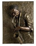 New CBK WALL DECOR EA 1 MAN PLAYING SAXAPHONE 3D CASTING ANTIQUEGOLD/COPPER POLYSTONE High Quality