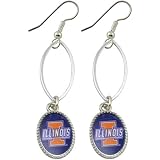 NCAA Illinois Fighting Illini Silver Oval Drop Earrings