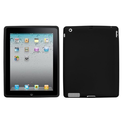 Black Gel Skin Case Rubberized Soft Silicone Cover for Apple iPad 2