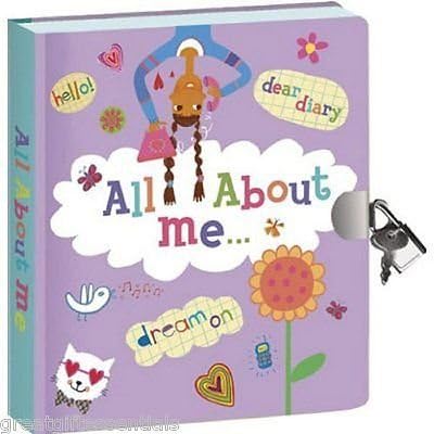 ALL ABOUT ME LOCK & KEY SECRET DIARY Journal Book Notebook Blank Locking NEW
