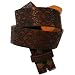 BROWN TOOLED ETCHED LEATHER SNAP BELT - L
