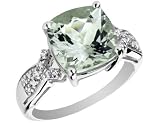 Green Amethyst & Diamond Ring 4.5 Carat in 14K White Gold