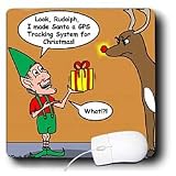 Rich Diesslins Funny Christmas Cartoons - Elf and Rudolph GPS Present - Mouse Pads