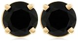  : 14k Yellow Gold Black Diamond Studs (1 cttw)