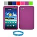 Premium Protective Soft Silicone Skin Cover for Samsung Galaxy Tab 7 inch Tablet WiFi 3G Samsung PC1000 + SumacLife TM Wisdom Courage Wristband, Purple