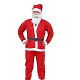 大人用! サンタ コスプレ クリスマス 衣装 上下 帽子 髭 ベルト 5点 フルセット ミニサンタ付