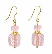 Earrings - E443 - Murano Style Glass - Square Style ~ Pink