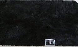 Home Ebony Black Throw Accent Rug No-skid Bath Mat 23.5x40