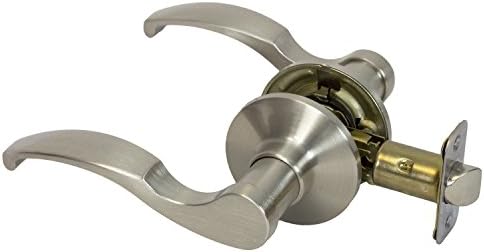Pearson Scroll Style Hall Closet Passage Door Lever Left Hand Lock, Satin Nickel