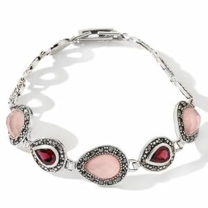 Chalcedony and Marcasite Sterling Silver Line Bracelet by