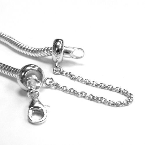 Sterling Silver Stopper Safety Chain Bead For Pandora Troll European Charm Bracelets