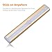 QPAU Stick-on Anywhere Portable Super Bright 10 LED Wireless Motion Sensing Closet Light Cabinet LED Night Light/Step Light/Stairs Light w 3M Magnetic Strip (Battery Operated)-Gold