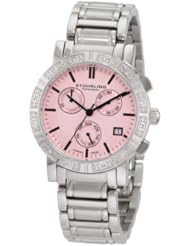 Stuhrling Original Womens 315L.12114 Symphony Regent Swiss Chronograph Genuine Diamond Pink Dial Watch