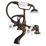 American Bath Factory F1-1112-OB-F9-9500-PX-OB F1-1112 Deck Mount Bathtub Faucet, Porcelain Cross Ha