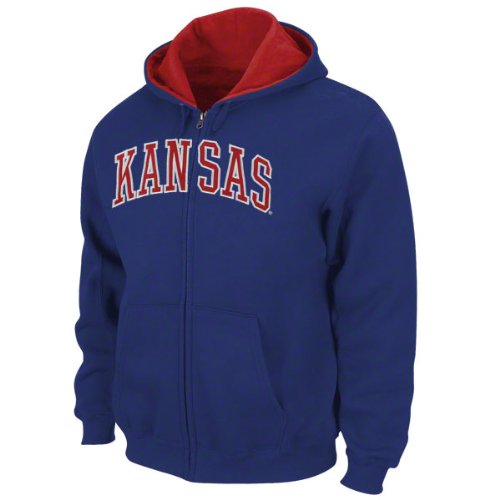 Kansas Jayhawks Royal Tackle Twill Full Zip Hooded Sweatshirt