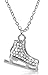 Glamour Girl Gifts Collection Silver Tone 3D Ice Skate Figure Skater Crystal Reversible Charm Necklace Winter Christmas Jewelry Gift (Clear)