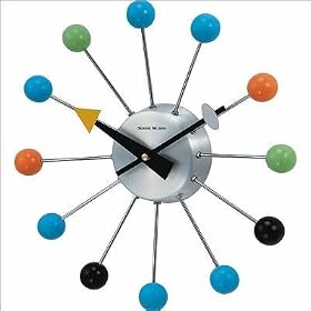 Retro Wood Atomic Ball Wall Clock,Mid Century Mordern - 13x13x2