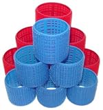 Velcro Hair Rollers 12-super Size Rollers ** 6 - 3 Red And 6 - 2.5 Blue Rollers
