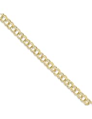 10k Yellow Gold 8in Solid Double Link Charm Bracelet. Metal Wt- 11.42g